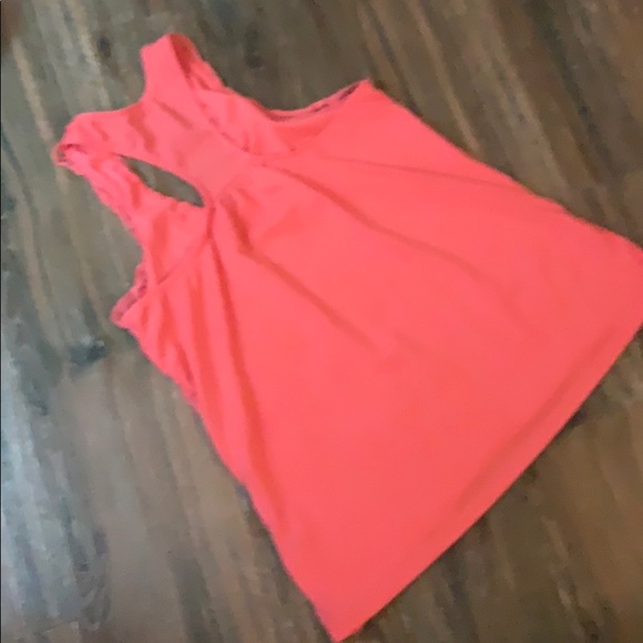 Coral tank top with lace overlay l - Picture 2 of 2